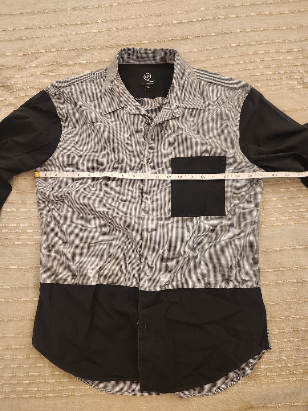 Alexander McQueen Two-Tone Black and Gray Button-Down Shirt
